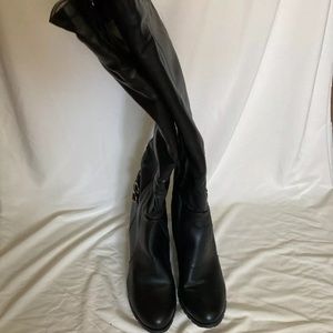 Women Knee High Riding Boots Engineer Side Zipper Tall Dress , Black , size 41